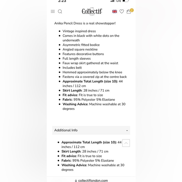 Collectif Anika Pencil Dress - Picture 4 of 4